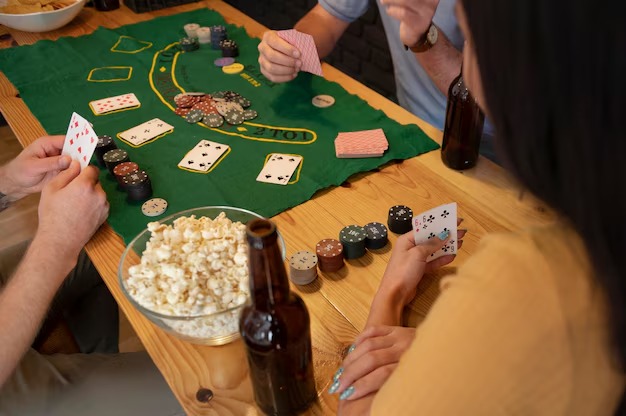 Number game draw with balls and cards